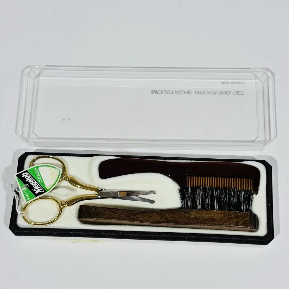 Vintage‎ Niegeloh West Germany Mustache Grooming Set In Original Box - Read